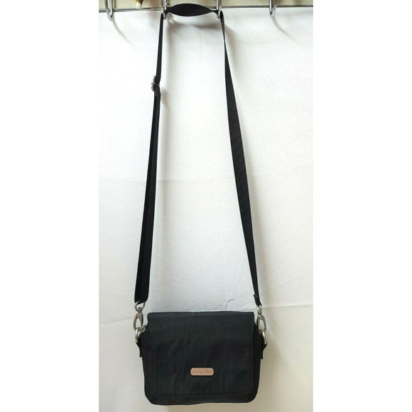 Baggallini Black Nylon Zipper Pockets Credit Card Slots Crossbody Bag - Picture 4 of 13